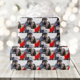 Hinweis des Weihnachtsmanns in Handüberlagerung Be Geschenkpapier