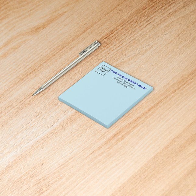 Hinweis für Business Light Blue Square Post-it Klebezettel (Build brand name awareness. Your business brand on heading of light blue square post it note.)
