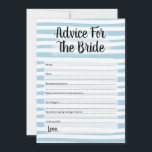 Hinweis für das Brautduschenspiel Blau Weiß<br><div class="desc">Blauer und weißer Bridal Advice Spiel für die Braut zu sein. Handgezeichnete weiße horizontale Streifen.</div>