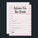 Hinweis für das Brautduschenspiel Pink White<br><div class="desc">Rosa und weiß Bridal Advice Spiel für die Braut zu sein. Handgezeichnete weiße horizontale Streifen.</div>