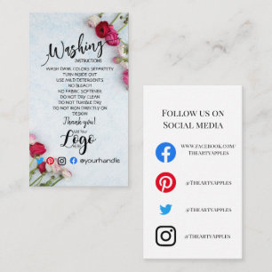 HINWEIS FÜR DAS LOGO-Waschen CARE CARD-Blume Visitenkarte