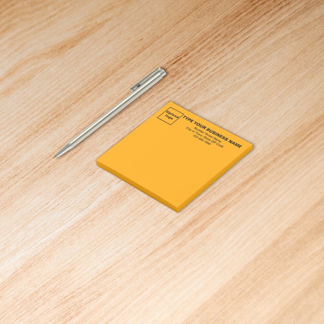 Hinweis für den Orange Square Post-it Klebezettel (Build brand name awareness. Your business brand on heading of orange color square post it note.)