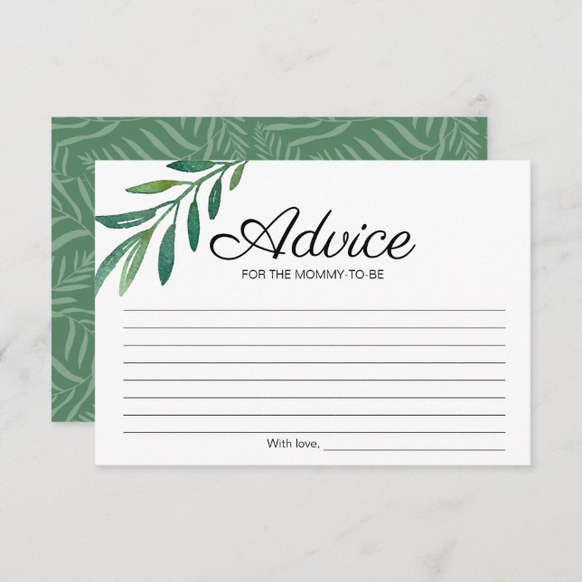 Hinweis für die Babydusche "Mommy to Be Greenery" Einladung (Vorne/Hinten)