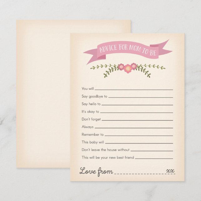 Hinweis für die Babyduschkarte Einladung (Vorne/Hinten)