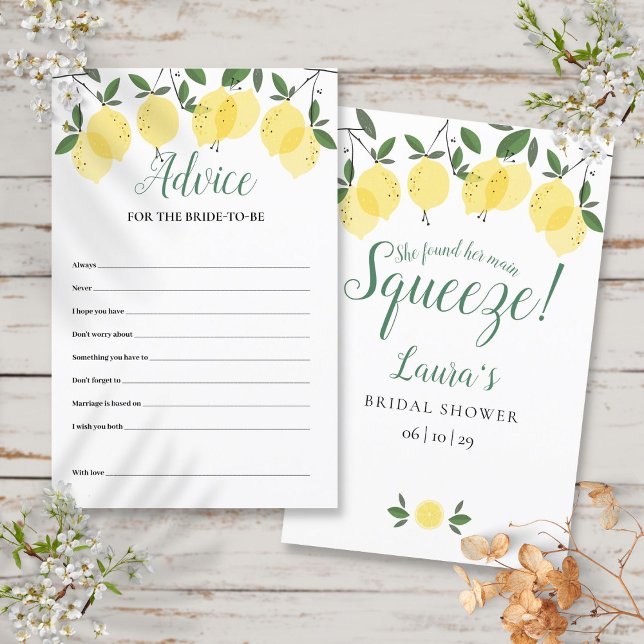 Hinweis für die Bride Lemons Brautparty Card (Advice For The Bride Lemons Bridal Shower Card)