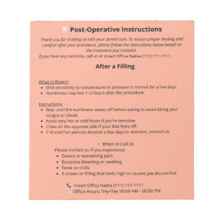 Hinweis für die Zahnarztpraxis (Filling) Notizblock