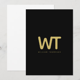 Hinweis für personalisierte Schwarze-Gold-Initiale Dankeskarte
