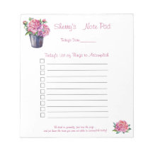 Hinweis Pad 5.5x6; Peonies-Dinge, die ausgeführt w