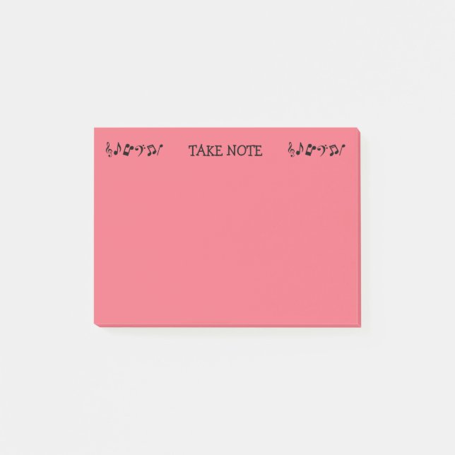Hinweis Rote Musiknoten Post-it Klebezettel (Vorderseite)