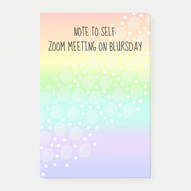 Hinweis zu den selbst-Blursday-Rainbow-Post-It-Not Post-it Klebezettel (Vorderseite)