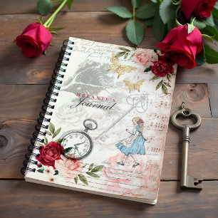 Hinweis zur Dekoupage-Collage der Vintagen Alice i Notizbuch