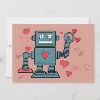 Hinweis zur Liebe von Robot Valentine Hearts Feiertagskarte