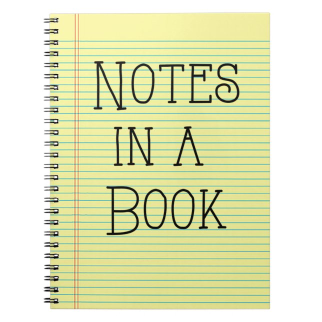 Hinweise in einem Buch, gelbe Notizblöcke, Spiralf Notizblock (Vorderseite)