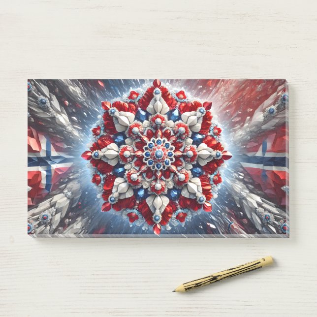 Hinweise mit norwegischen Farben Post-it Klebezettel (Auf Schreibtisch)