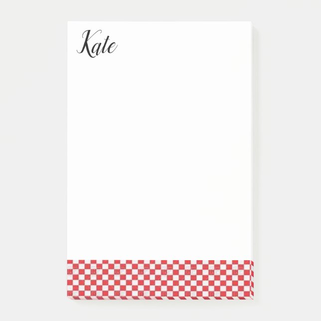 Hinweise Rot Kariert Post-it Klebezettel (Vorderseite)