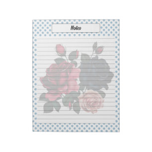 Hinweise zu rosa und blauen Rose Notizblock