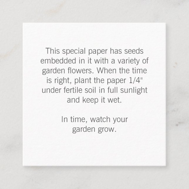 Hinweise zum Geschenk-Tag Quadratische Visitenkarte (Vorderseite)