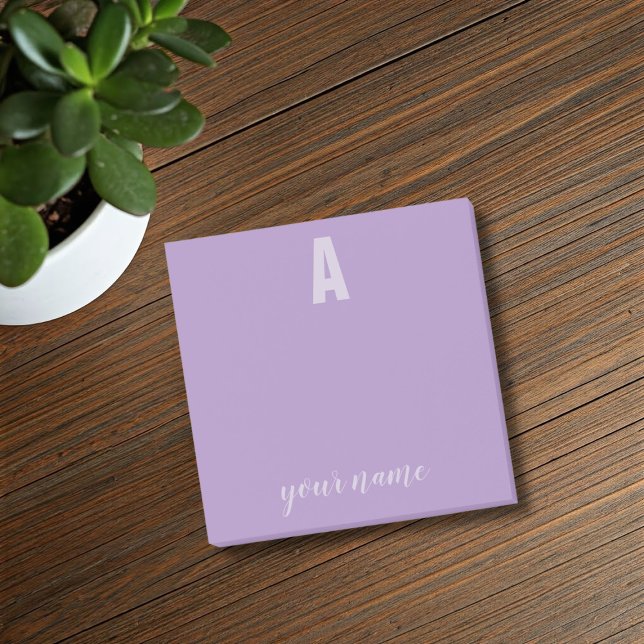 Hinweise zum Lila Sticky-Post für Monogramm Post-it Klebezettel (Add your name and initial to these cute purple sticky notes)