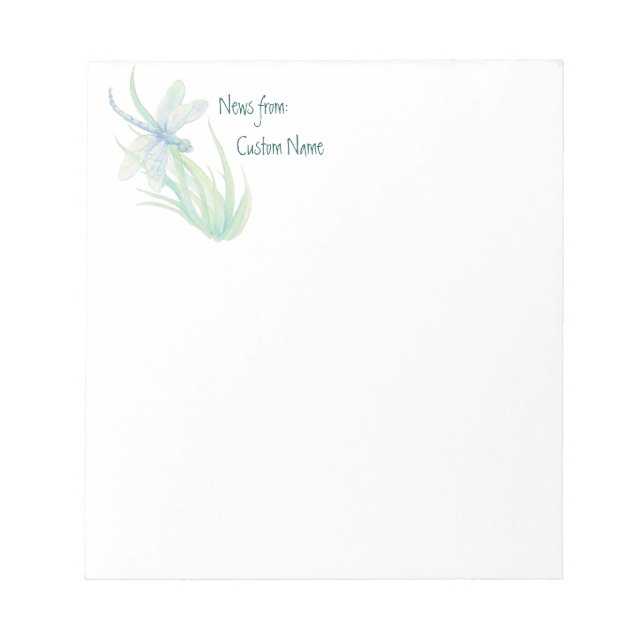 Hinweise zur Aquarellfarbe Grüne Libelle Kunst Notizblock (Vorderseite)