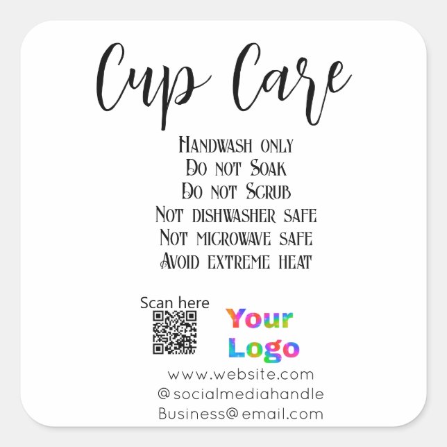 Hinweise zur Betreuung des Pokals fügen Firmenname Quadratischer Aufkleber (Vorderseite)