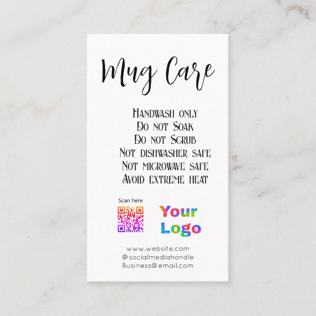 Hinweise zur Pflege von Tasse fügen Firmennamen hi Visitenkarte (Vorderseite)