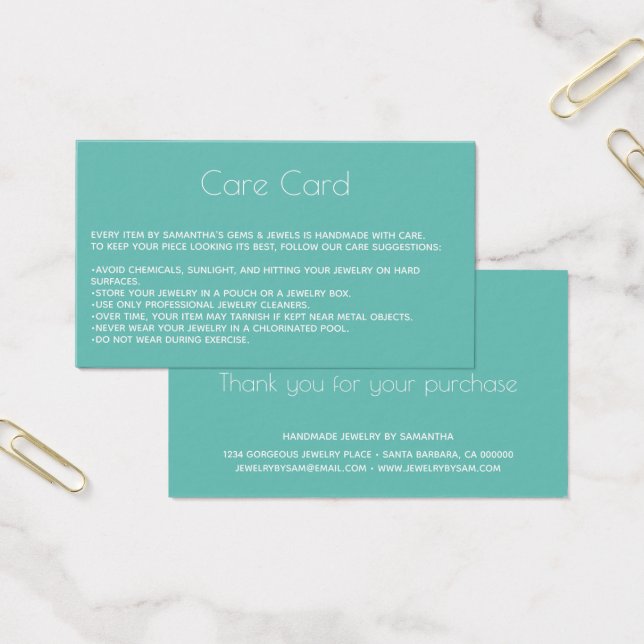 Hinweise zur Schmuckkarte mit Logo Aquamarin (Büro)