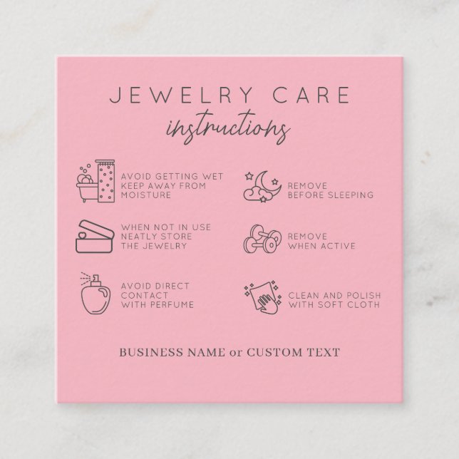 Hinweise zur Schmuckpflege - Danke, Business Begleitkarte (Vorderseite)