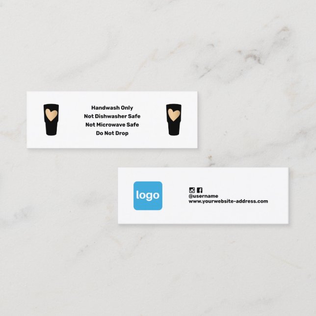 Hinweise zur Tumbler-Pflege Logo hinzufügen Mini Visitenkarte (Vorne/Hinten)