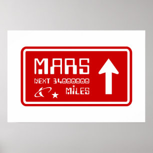 Hinweisschild Mars Highway Poster