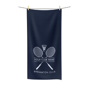 Hinzufügen Badminton Club Name Rackets Icon Navy B Badehandtuch