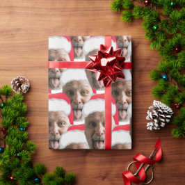 Hinzufügen Custom Face Foto Funny Santa Head Weihn Geschenkpapier