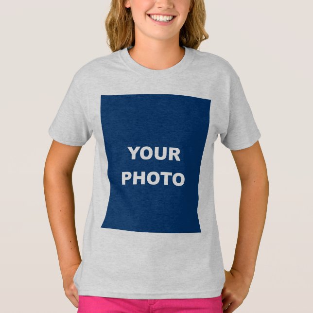 Hinzufügen des Foto Bild-Logo-Ash-Grau T-Shirt (Vorderseite)