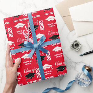 Hinzufügen des Red Abschluss Wrapper Paper zum Sch Geschenkpapier