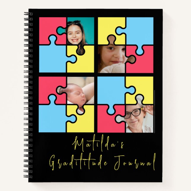 HINZUFÜGEN EIGENER FOTOS PUZZLE PIECES TEMPLATE GR NOTIZBUCH (Vorderseite)