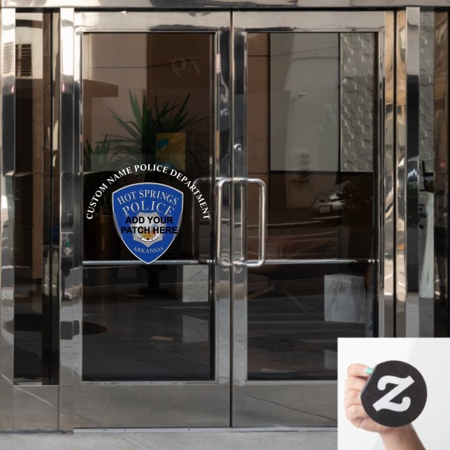 Hinzufügen einer benutzerdefinierten Bildtextklamm Fensteraufkleber (Büro Tür)