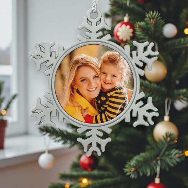 Hinzufügen einer eigenen Fotovorlage Schneeflocken Zinn-Ornament (Von Creator hochgeladen)