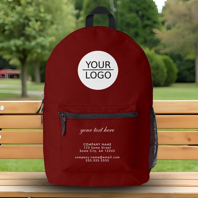Hinzufügen eines benutzerdefinierten Logo Text Red Bedruckter Rucksack (Von Creator hochgeladen)