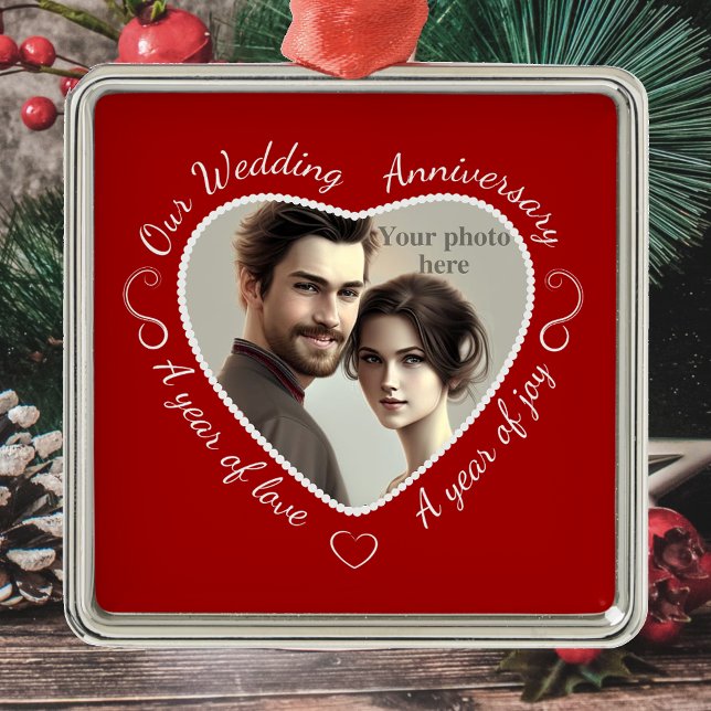 Hinzufügen eines Fotos zum romantischen Herzklopfe Silbernes Ornament (Von Creator hochgeladen)