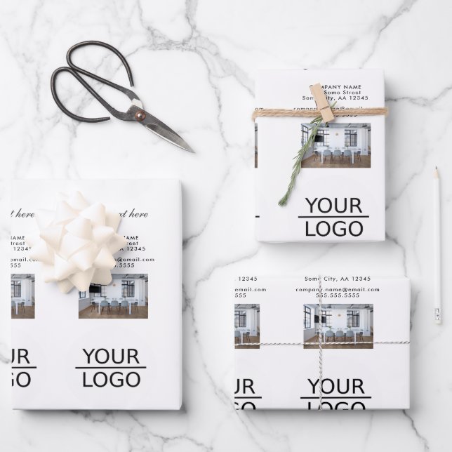 Hinzufügen eines Logos mit der Werbeaktion für ben Geschenkpapier Set (Vorderseite)