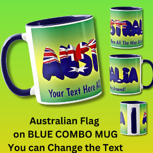 Hinzufügen Ihrer Nachricht Australien Flaggenwort  Tasse