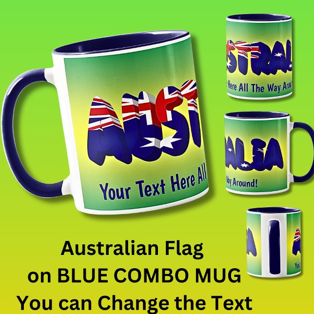 Hinzufügen Ihrer Nachricht Australien Flaggenwort  Tasse (Write Your Own Message!)