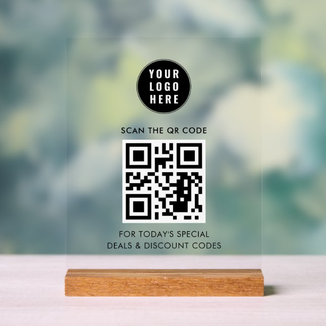 Hinzufügen Ihres Firmenlogos und QR-Codes Acrylschild (Neutral)