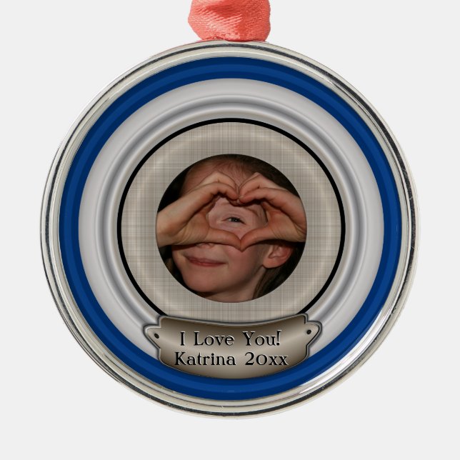 Hinzufügen Ihres Fotos und Auswählen eines beliebi Silbernes Ornament (Vorne)