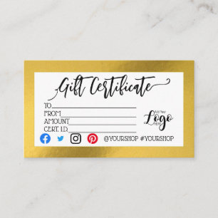 Hinzufügen IHRES LOGO-Geschenkgutschein-Marketing Visitenkarte