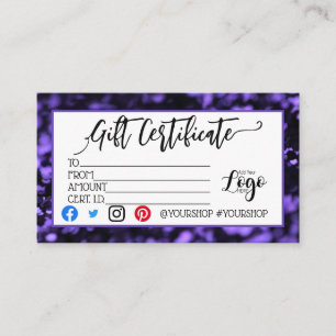 Hinzufügen IHRES LOGO-Geschenkgutschein-Marketing Visitenkarte