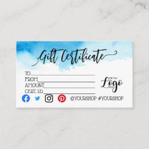 Hinzufügen IHRES LOGO-Geschenkgutschein-Marketing Visitenkarte