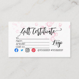 Hinzufügen IHRES LOGO-Geschenkgutschein-Marketing Visitenkarte