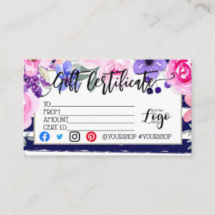 Hinzufügen IHRES LOGO-Geschenkgutschein-Marketings Visitenkarte