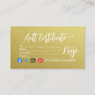 Hinzufügen IHRES LOGO-Geschenkgutschein-Marketings Visitenkarte