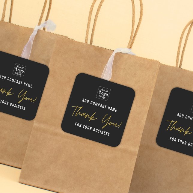 Hinzufügen Ihres Logos Gold Vielen Dank für Ihr Un Quadratischer Aufkleber (Von Creator hochgeladen)